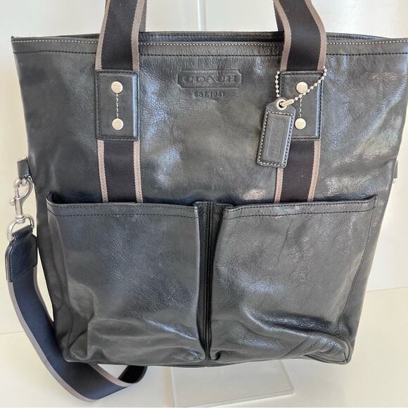 Coach Heritage Web Leather Foldover Tote - Picture 4 of 14